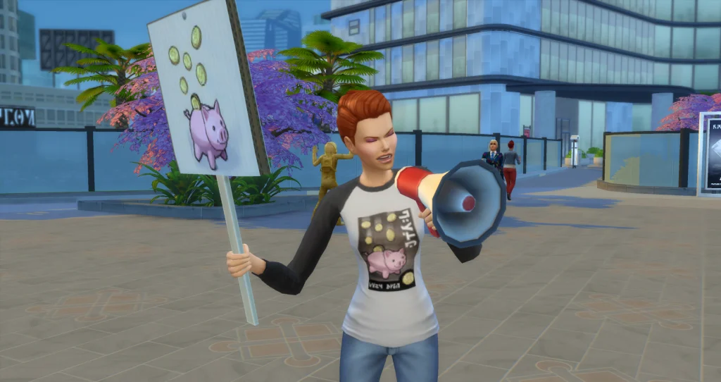 Sim in a campaign rally outfit