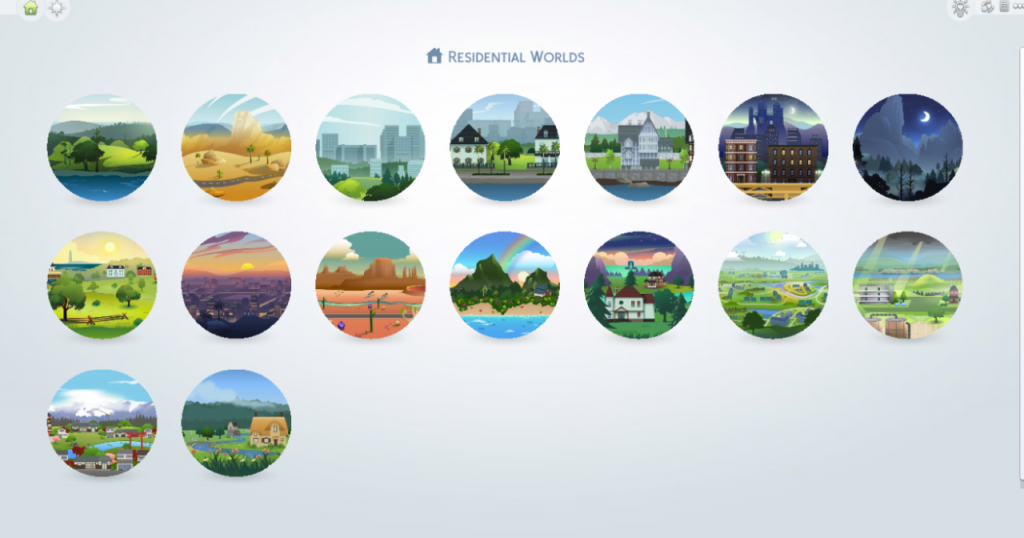 A collage of Sims worlds hosting events