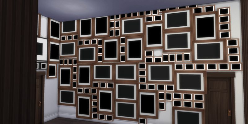 A wall of black photos caused by a Sims 4 bug