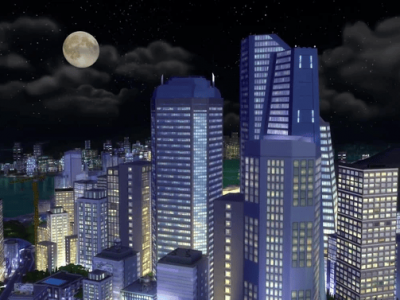 The city of a Sims 4 world, San Myshuno.