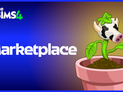 Cowplant graphic promoting The Sims 4 Marketplace feature launching March 17, 2026