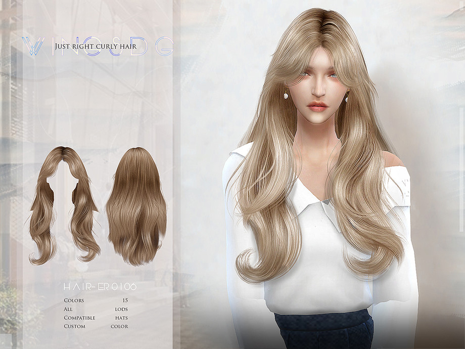 Sims 4 CC Long Wavy Hairstyle
