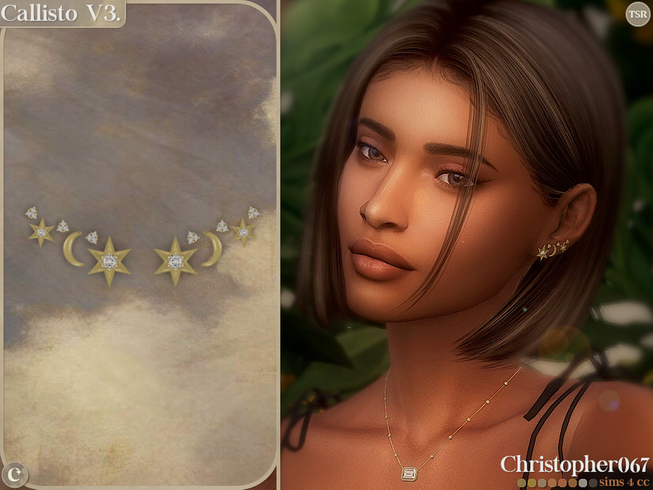 Moon and Stars Earrings Sims 4 CC