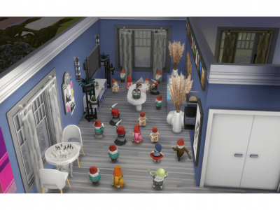 A room full of gnomes on Harvestfest in the Sims 4.