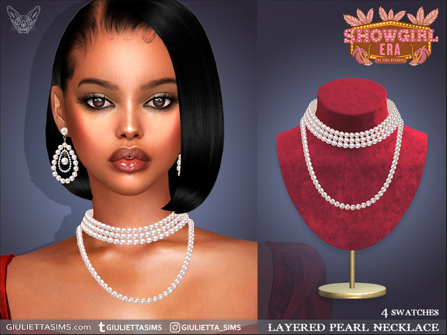 Sims 4 layered Pearl Necklace