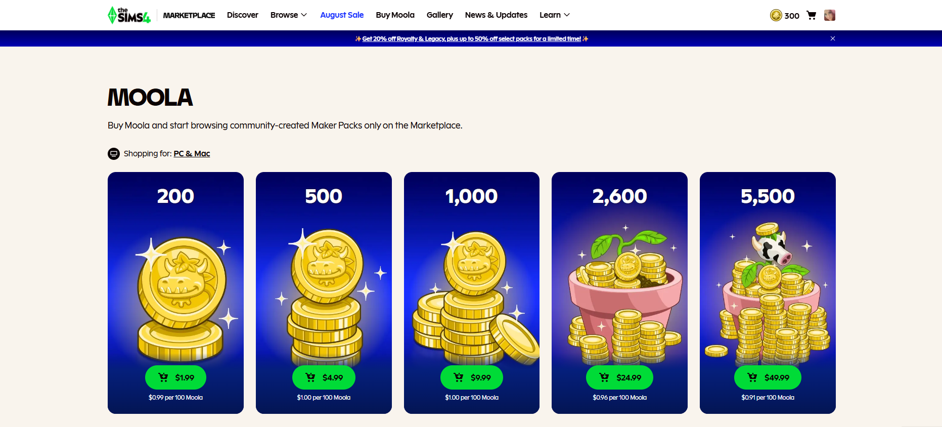Sims 4 Marketplace Moola