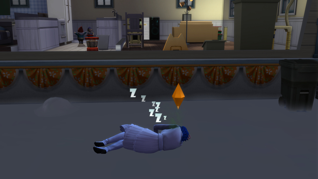Sim is sleeping on the snow