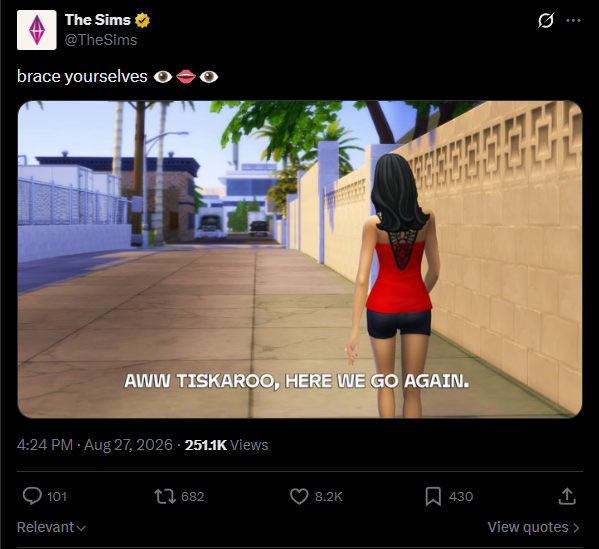 Sims 4 August 27th post