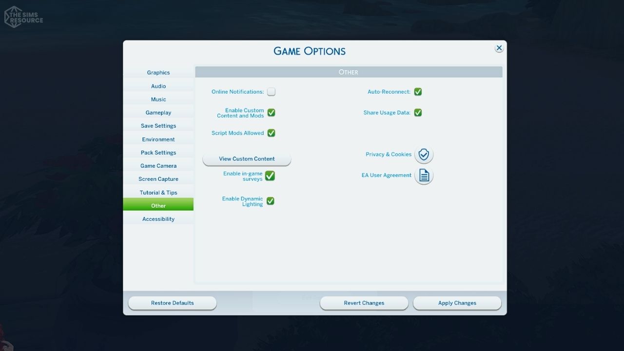 enabling mods sims 4